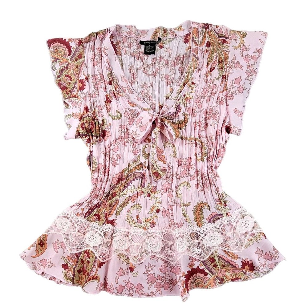 Sunny Taylor Women's Pink Soft Pleated Summer Top size Large ... JH1637203